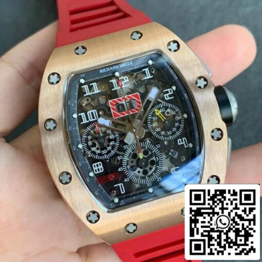 Richard Mille RM011 1:1 Best Edition KV Factory Rose Gold Red Strap - immagine 8