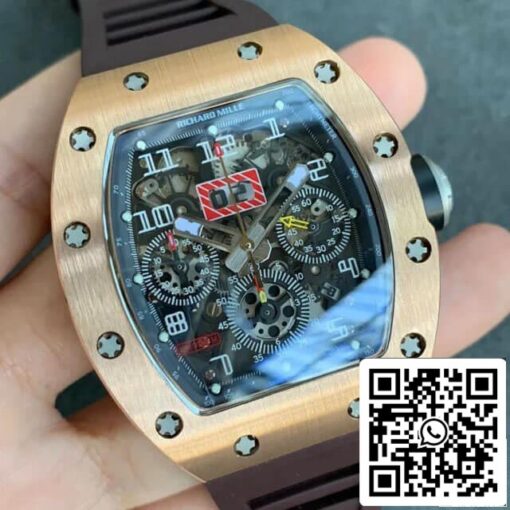 Richard Mille RM011 1:1 Best Edition KV Factory Brown Rubber Strap - immagine 7