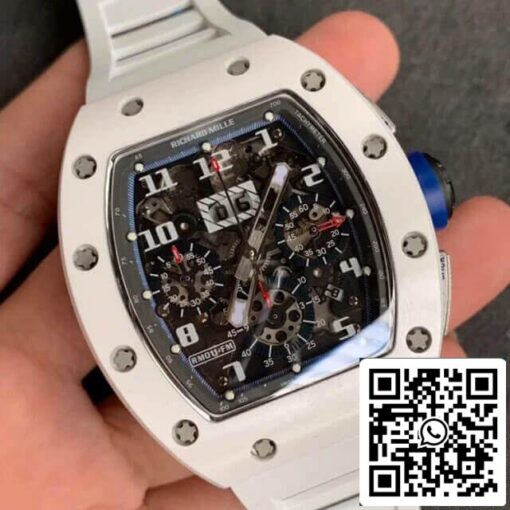 Richard Mille RM-011 1:1 Best Edition KV Factory Ceramic White Rubber Strap - Image 7