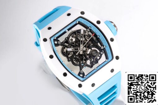 Richard Mille RM-055 1:1 Best Edition BBR Factory Ceramic Case Blue Strap - Image 9