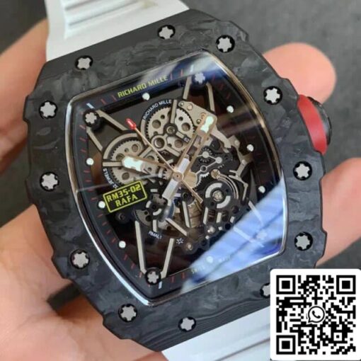 Richard Mille RM35-02 1:1 Best Edition KV Factory V3 Carbon Fiber White Strap - immagine 9