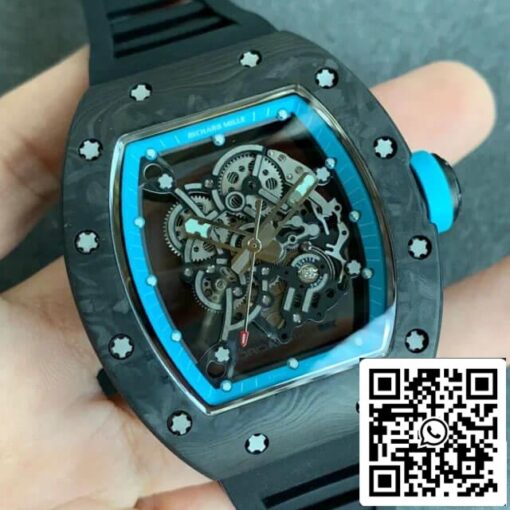 Richard Mille RM055 1:1 Best Edition KV Factory V2 Carbon Fiber Skeleton Dial - immagine 2