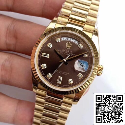 Rolex Day Date M128238-0022 1:1 Best Edition EW Factory Brown Dial Swiss ETA3255 - Imagen 9