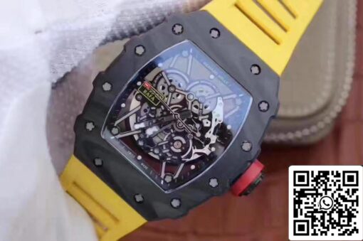 Richard Mille RM35-02 KV Factory 1:1 Best Edition Swiss ETA8215 Yellow Rubber Strap - immagine 7