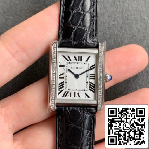 Cartier Tank 1:1 Best Edition K11 Factory Black Leather Strap - Imagen 9