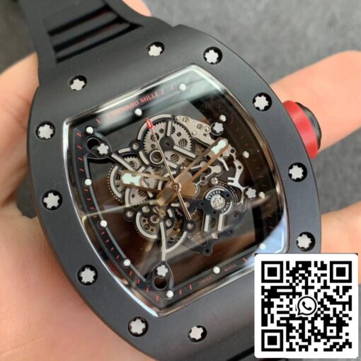 Richard Mille RM055 1:1 Best Edition KV Factory V2 Ceramic Black Strap - immagine 9