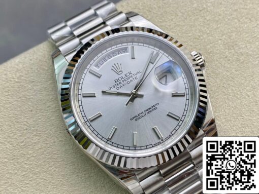 Rolex Day Date 40MM 1:1 Best Edition EW Factory Silver Dial - Imagen 7