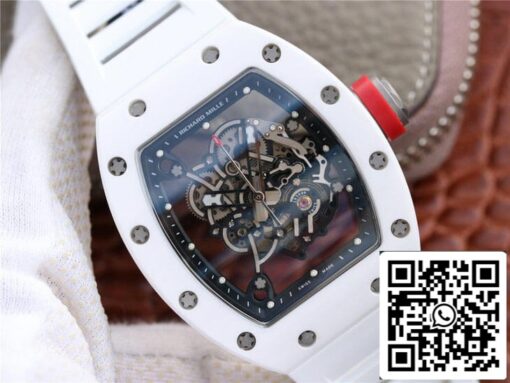 Richard Mille RM055 1:1 Best Edition KV Factory Ceramic White Rubber Strap - immagine 8