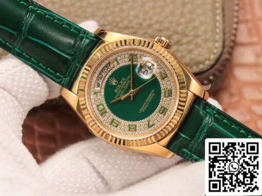 Rolex Day-Date 118138 1:1 Best Edition green dial with diamonds Swiss ETA2836 - Imagen 9