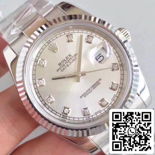 Rolex Datejust II 116334-0009 EW Factory 1:1 Best Edition Swiss ETA2836 Silver Dial Diamond Marker - Image 4