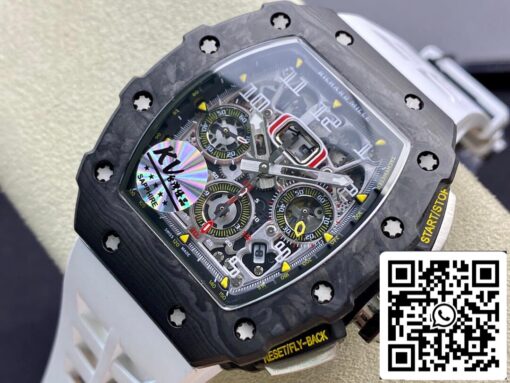 Richard Mille RM011-03 1:1 Best Edition KV Factory Carbon Fiber White Strap - Image 8