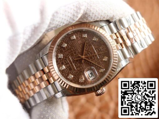 Rolex Datejust M126231-0025 1:1 Best Edition EW Factory Rose Gold Chocolate Color Dial - Imagen 8