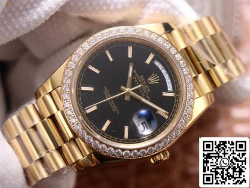 Rolex Day Date 40MM 1:1 Best Edition EW Factory Yellow Gold Black Dial - Imagen 9