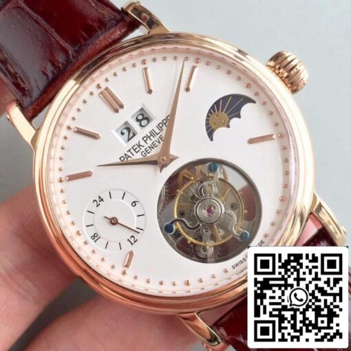 Patek Philippe Tourbillon Moonphase 24H Power Reserve 1:1 Best Edition Swiss Tourbillon White Dial - Imagen 4