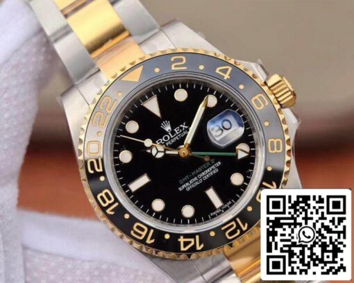 Rolex GMT Master II 116713 LN 40mm EW Factory 1:1 Best Edition Swiss ETA2836 Stainless Steel Two Tone Bracelet - Image 12