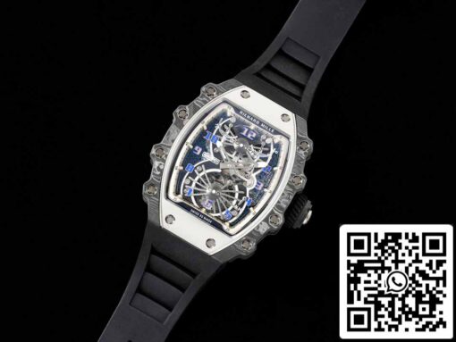 Richard Mille RM21-01 1:1 Best Edition RM Factory Tourbillon Skeleton Dial Black Strap - Imagen 8