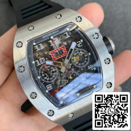 Richard Mille RM011 1:1 Best Edition KV Factory Black Rubber Strap - immagine 3