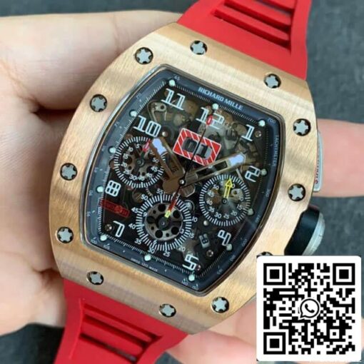 Richard Mille RM011 1:1 Best Edition KV Factory Rose Gold Red Strap - immagine 7