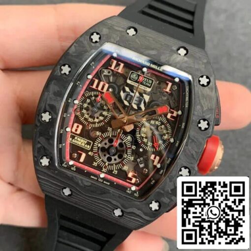 Richard Mille RM-011 1:1 Best Edition KV Factory V2 Forged Carbon Black Strap - Image 6