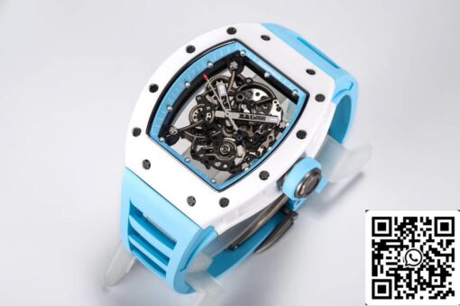 Richard Mille RM-055 1:1 Best Edition BBR Factory Ceramic Case Blue Strap - Image 8