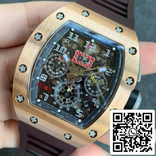 Richard Mille RM011 1:1 Best Edition KV Factory Brown Rubber Strap - immagine 6