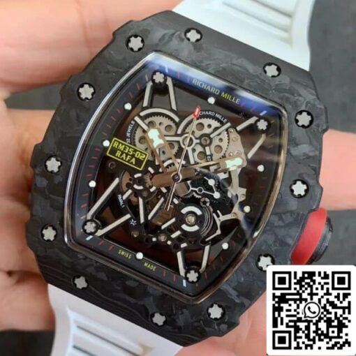 Richard Mille RM35-02 1:1 Best Edition KV Factory V3 Carbon Fiber White Strap - immagine 7