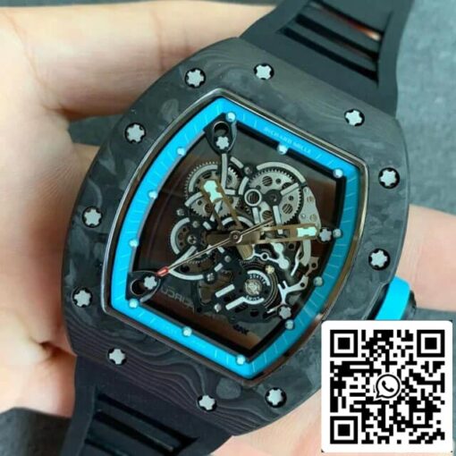 Richard Mille RM055 1:1 Best Edition KV Factory V2 Carbon Fiber Skeleton Dial - immagine 3