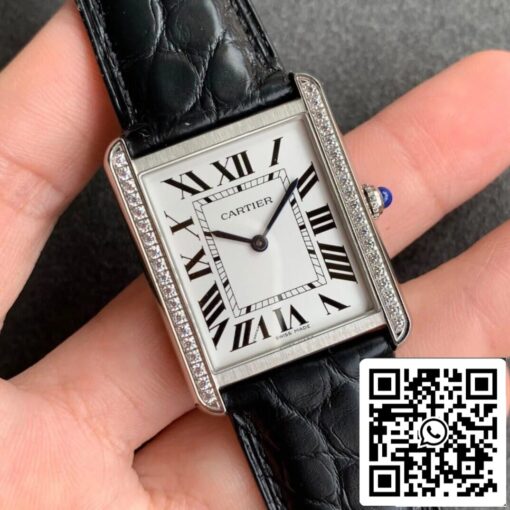 Cartier Tank 1:1 Best Edition K11 Factory Black Leather Strap - Imagen 8