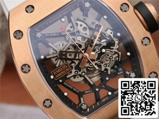 Richard Mille RM035 Americas KV Factory 1:1 Best Edition Rose Gold White Strap - immagine 8