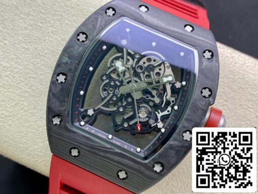 Richard Mille RM055 1:1 Best Edition KV Factory V2 Carbon Fiber Red Strap - immagine 8