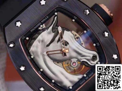 Richard Mille Polo Club Saint Tropez RM52-02 KV Factory 1:1 Best Edition Swiss ETA8215 Silver Horse Dial - Image 6