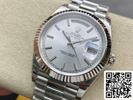 Rolex Day Date 40MM 1:1 Best Edition EW Factory Silver Dial - Imagen 8