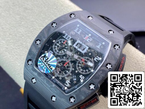 Richard Mille RM011 1:1 Best Edition KV Factory Carbon Fiber Black Rubber Strap - immagine 8