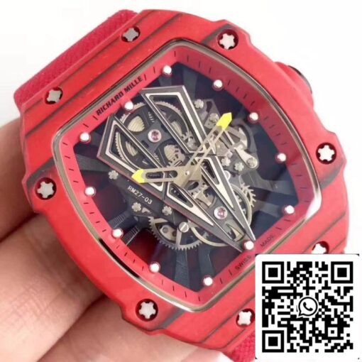 Richard Mille RM27-03 KV Factory 1:1 Best Edition Swiss ETA9015 Red Forged Carbon - immagine 6