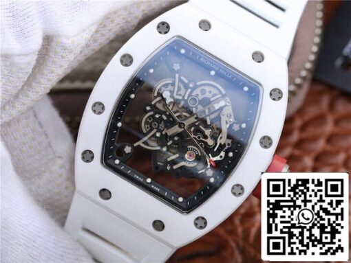 Richard Mille RM055 1:1 Best Edition KV Factory Ceramic White Rubber Strap - immagine 7