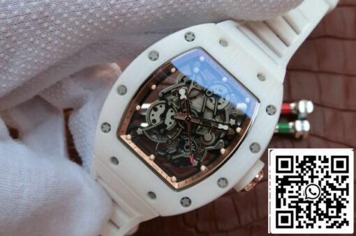 Richard Mille RM055 1:1 Best Edition KV Factory White Ceramic Rubber Strap - immagine 8