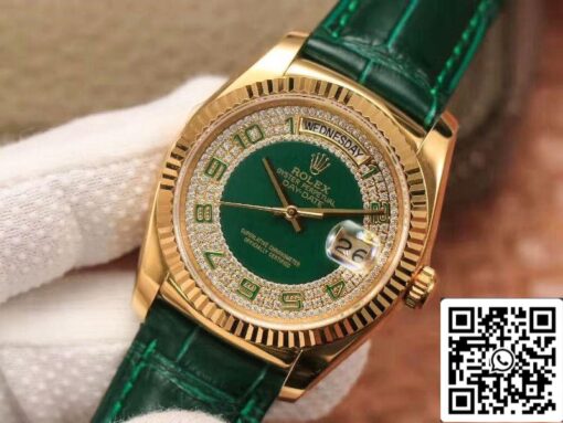 Rolex Day-Date 118138 1:1 Best Edition green dial with diamonds Swiss ETA2836 - Imagen 8