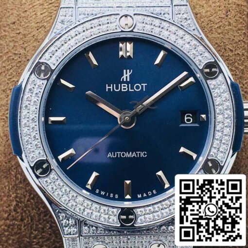 Hublot Classic Fusion 38MM 1:1 Best Edition HB Factory Diamond Blue Dial - Image 6