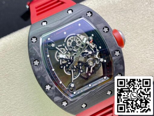 Richard Mille RM055 1:1 Best Edition KV Factory V2 Carbon Fiber Red Strap - immagine 7