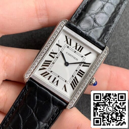 Cartier Tank 1:1 Best Edition K11 Factory Black Leather Strap - Imagen 5