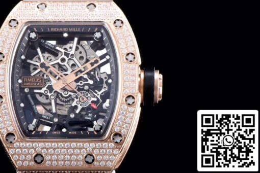 Richard Mille RM035 Americas 1:1 Best Edition KV Factory Rose Gold Diamond Case - immagine 6