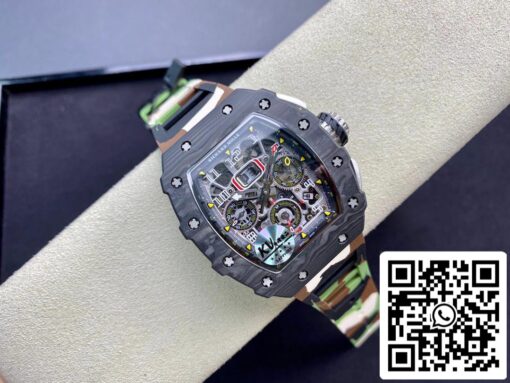 Richard Mille RM-011 1:1 Best Edition KV Factory V2 Carbon Fiber Camo Strap - immagine 9