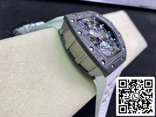 Richard Mille RM011 1:1 Best Edition KV Factory Carbon Fiber White Strap - Image 6