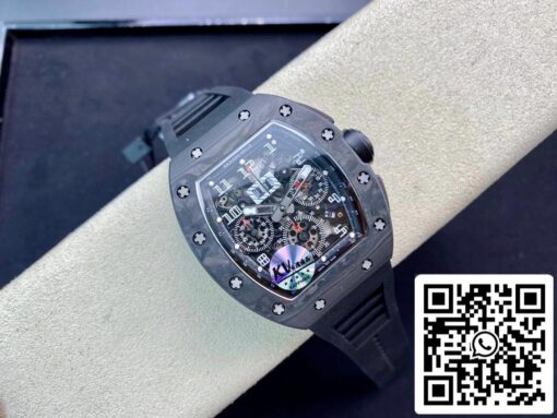 Richard Mille RM011 1:1 Best Edition KV Factory Carbon Fiber Black Rubber Strap - immagine 6