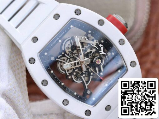 Richard Mille RM055 1:1 Best Edition KV Factory Ceramic White Rubber Strap - immagine 5