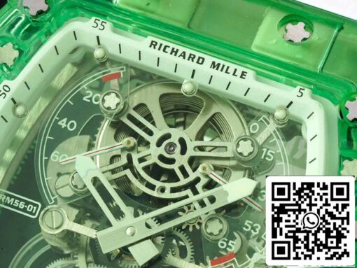 Richard Mille RM 56-01 Tourbillon 1:1 Best Edition RM Factory Green Transparent Case - immagine 7