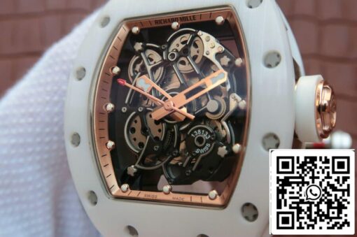 Richard Mille RM055 1:1 Best Edition KV Factory White Ceramic Rubber Strap - immagine 7