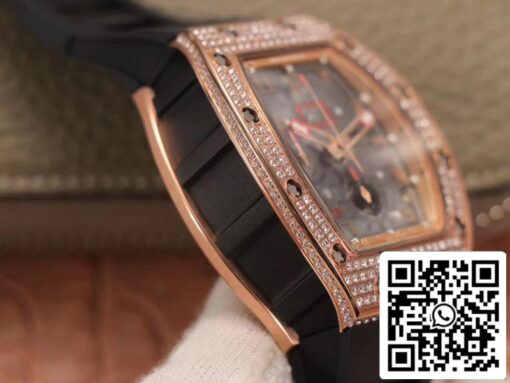 Richard Mille RM011 RG/5423 1:1 Best Edition KV Factory Rose Gold Diamond Swiss Movement - immagine 6