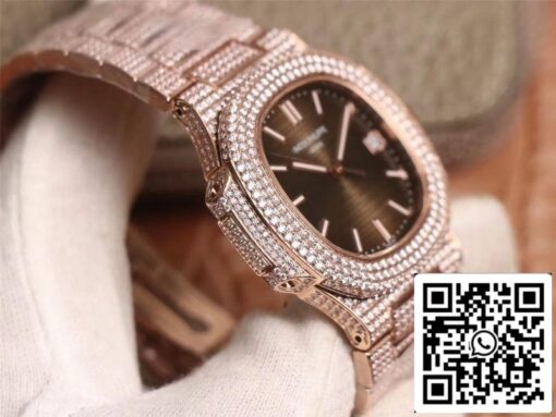 Patek Philippe Nautilus 5719-10G Rose Gold Diamond 1:1 Best Edition R8 Factory Gradient Brown Dial Swiss Cal.324 S‌ C — изображение 6