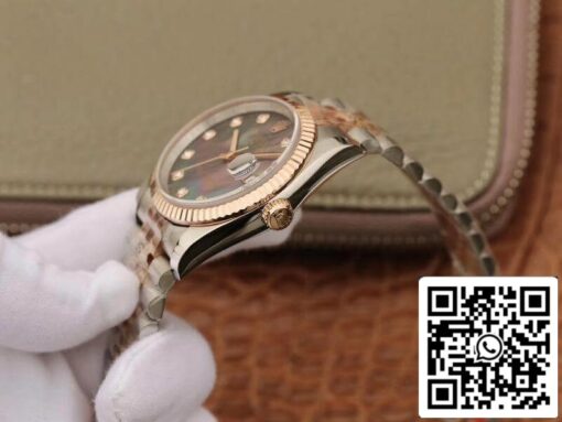 Rolex Datejust  36mm GM Factory 1:1 Best Edition Gray Dial Diamond Markers 18K Gold Wrapped Swiss ETA3135 - immagine 6